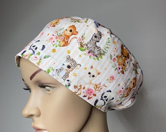 Scrub hat, Australian made scrub cap, safari animals