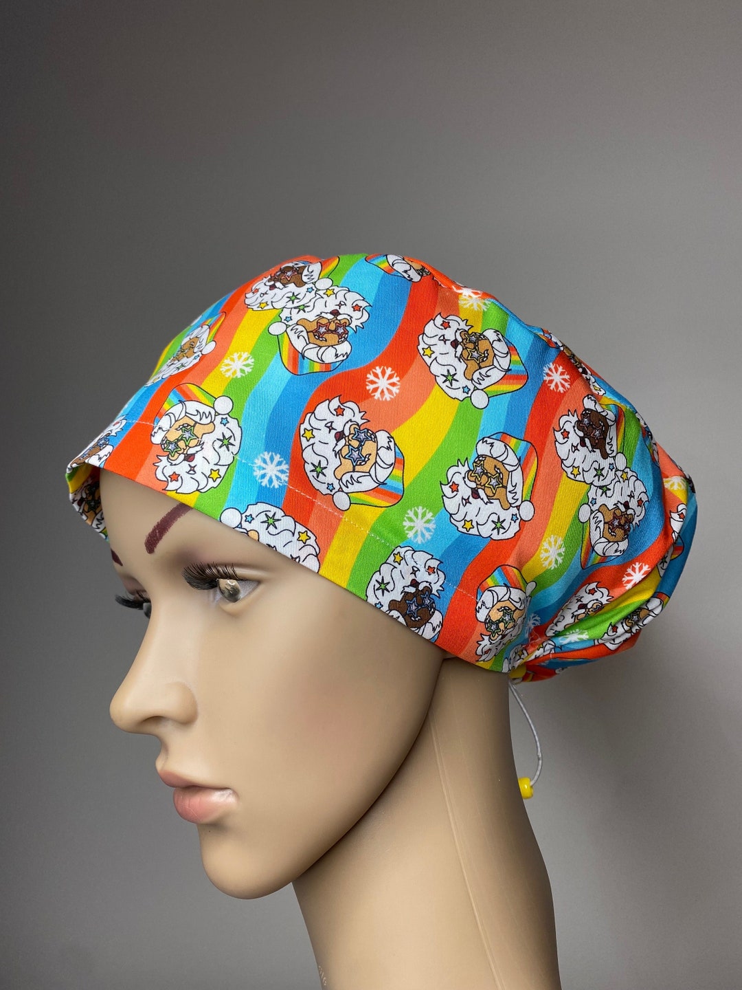 Cheerful Rainbow Santa Christmas Scrub Cap Unique Headwear Etsy Australia