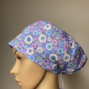 Scrub cap retro floral daisy scrub hat