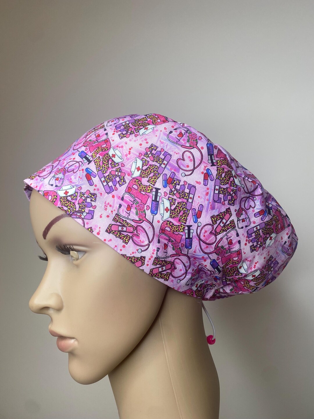 Handmade Pink Nurse Cotton Surgical Scrub Hat With Adjustable Toggle by ...