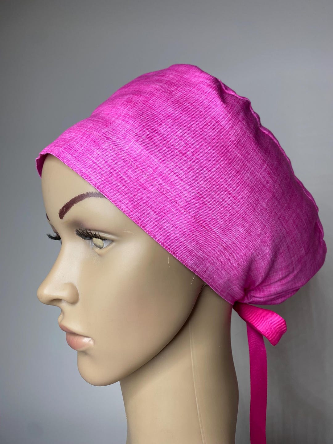 Hot Pink Lined Cotton Scrub Cap - Tie up Surgical Hat - Etsy