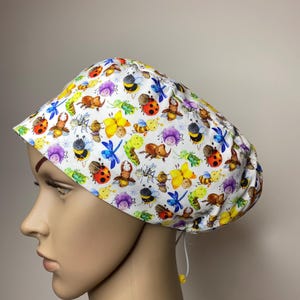 LINED scrub hat, insect surgical scrub cap, scrub caps for men and women by willowhousehomemade