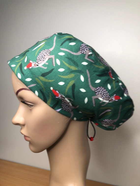 Christmas Scrub Hat Cap Green Kangaroo 