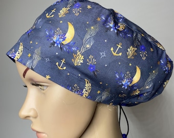 Scrub cap celestial moon stars sailing anchor