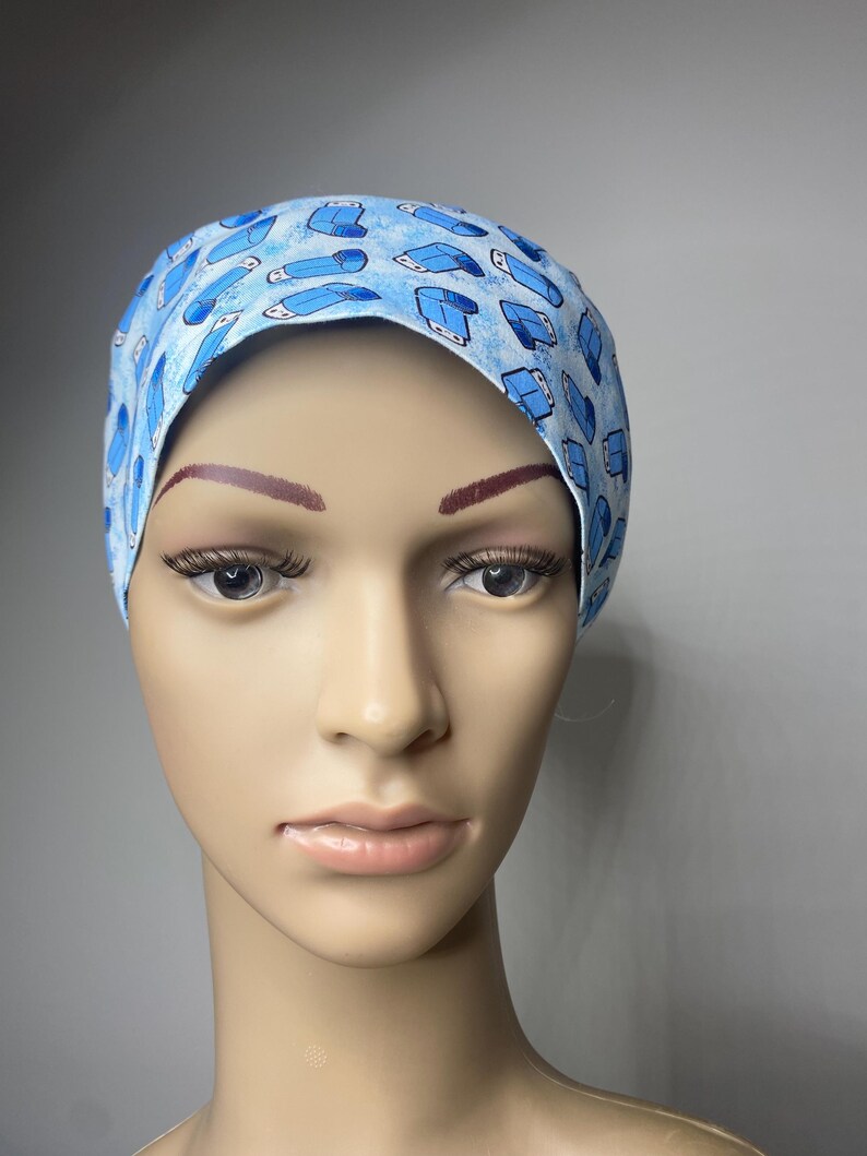 Lined Scrub Cap Blue Asthma Puffer Print Scrub Hat - Etsy