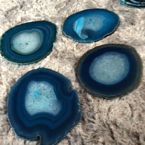 Teal Agate Microcrystalline Quartz Premium Coasters (set of 4) Gift