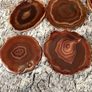 Red Rust Agate Microcrystalline Quartz Premium Coasters (set of 4) Gift