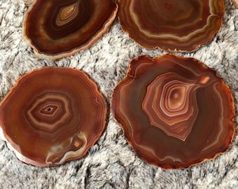 Red Rust Agate Microcrystalline Quartz Premium Coasters (set of 4) Gift