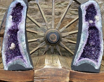 Tall Amethyst Crystal Geode PAIR 711 & 712 Premium Queen Grade 30kg each - H60xW24xD20cm