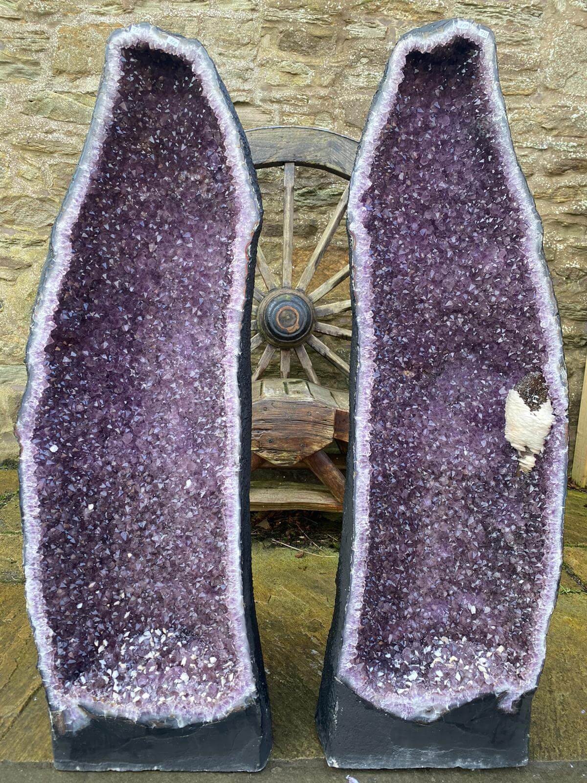 Very Tall Amethyst Crystal Geode PAIR 735 & 736 Premium Queen Grade 119kg each - H121xW37xD31cm