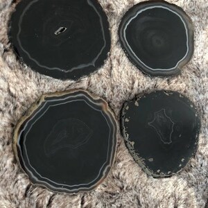 Black Agate Microcrystalline Quartz Premium Coasters (set of 4) Gift