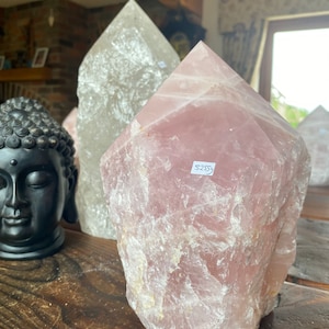 HUGE Extra Large Tall Premium Rose Quartz Pink Crystal Quartz Point 5255g H22xW15xD13cm