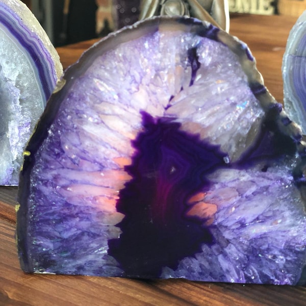 Large Purple Agate End Microcrystalline Quartz Tealight Candle Holder Ornament Gift