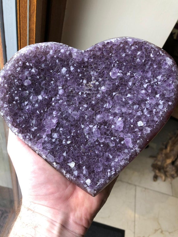 Amethyst Heart 3 Purple Quartz Geode Crystal Gift Heart 889g Etsy