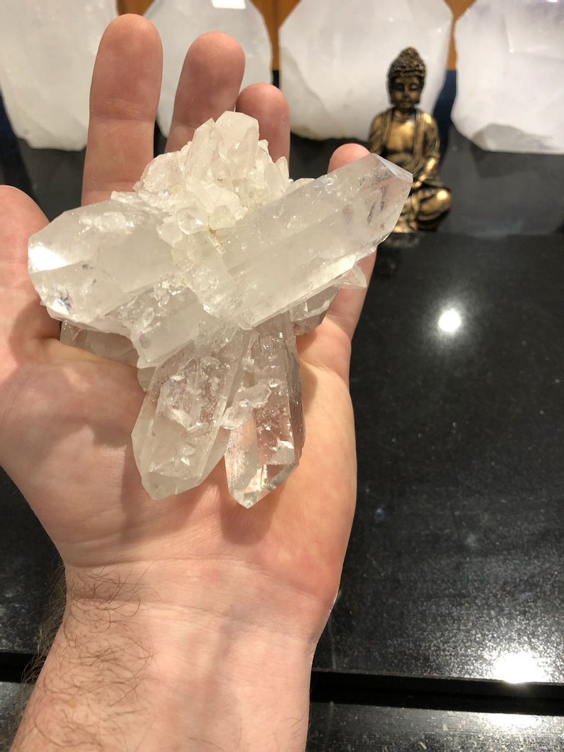 Very Large Premium Rare Clear White Rock Crystal Cluster 19 H10W15D11cm 1519g