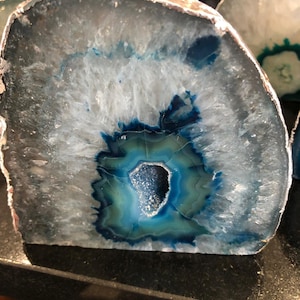 Large Teal Agate End Microcrystalline Quartz Silver Gilded Tealight Candle Holder