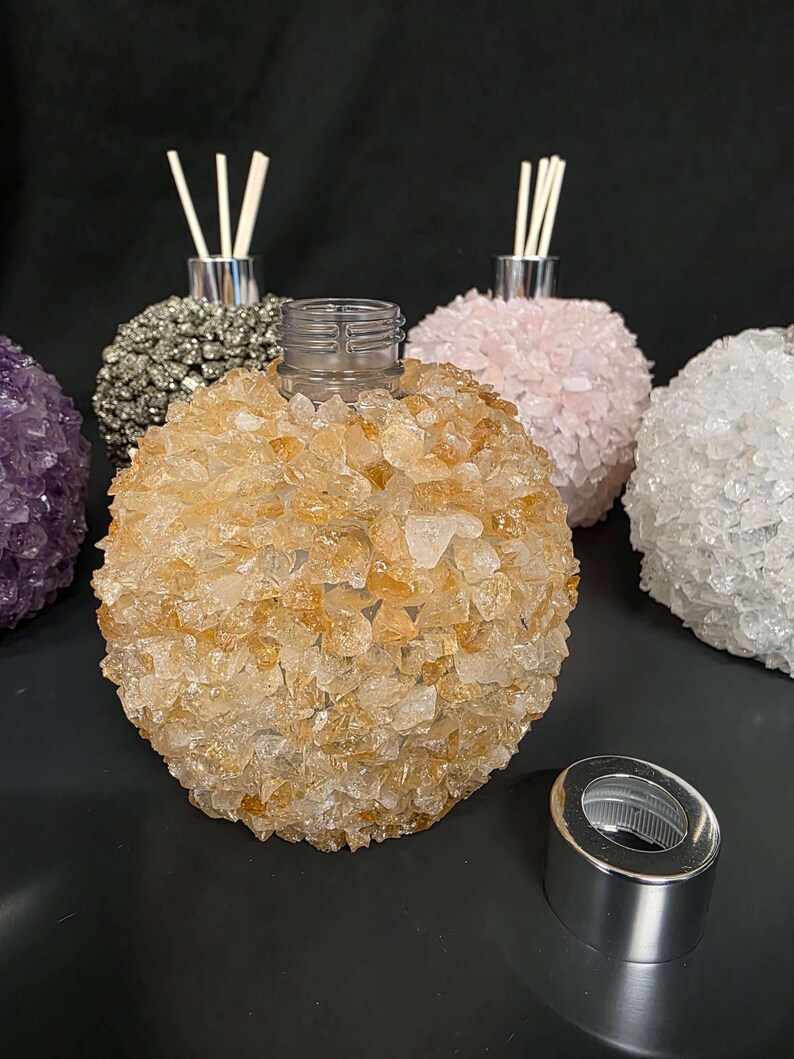 Luxury Citrine Crystal Reed Diffuser With Chrome Collar H14xw10xd10cm ...