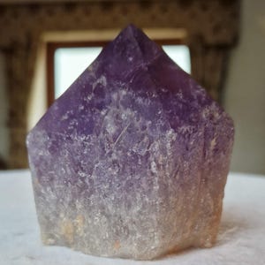 Large Premium Amethyst Quartz Purple 2 Crystal Quartz Point Tower 421g H8xW7xD6cm