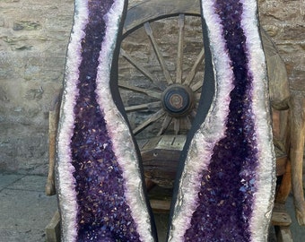 HUGE Very Tall Amethyst Crystal Geode PAIR 101 & 102 Premium Queen Grade 124kg each - H133xW37xD31cm