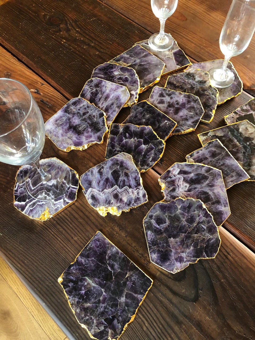 Amethyst Premium Coasters Natural Shape 24ct Gold Gilded Edge (set of 4 ...