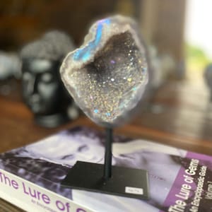 Premium Amethyst Angel Aura Geode on Stand 49 Mini Geode 280g H13.5xW8xW4.5cm