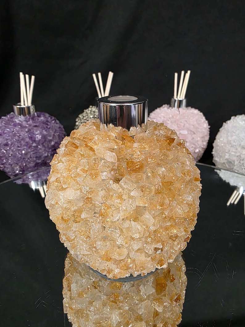 Luxury Citrine Crystal Reed Diffuser With Chrome Collar H14xw10xd10cm ...