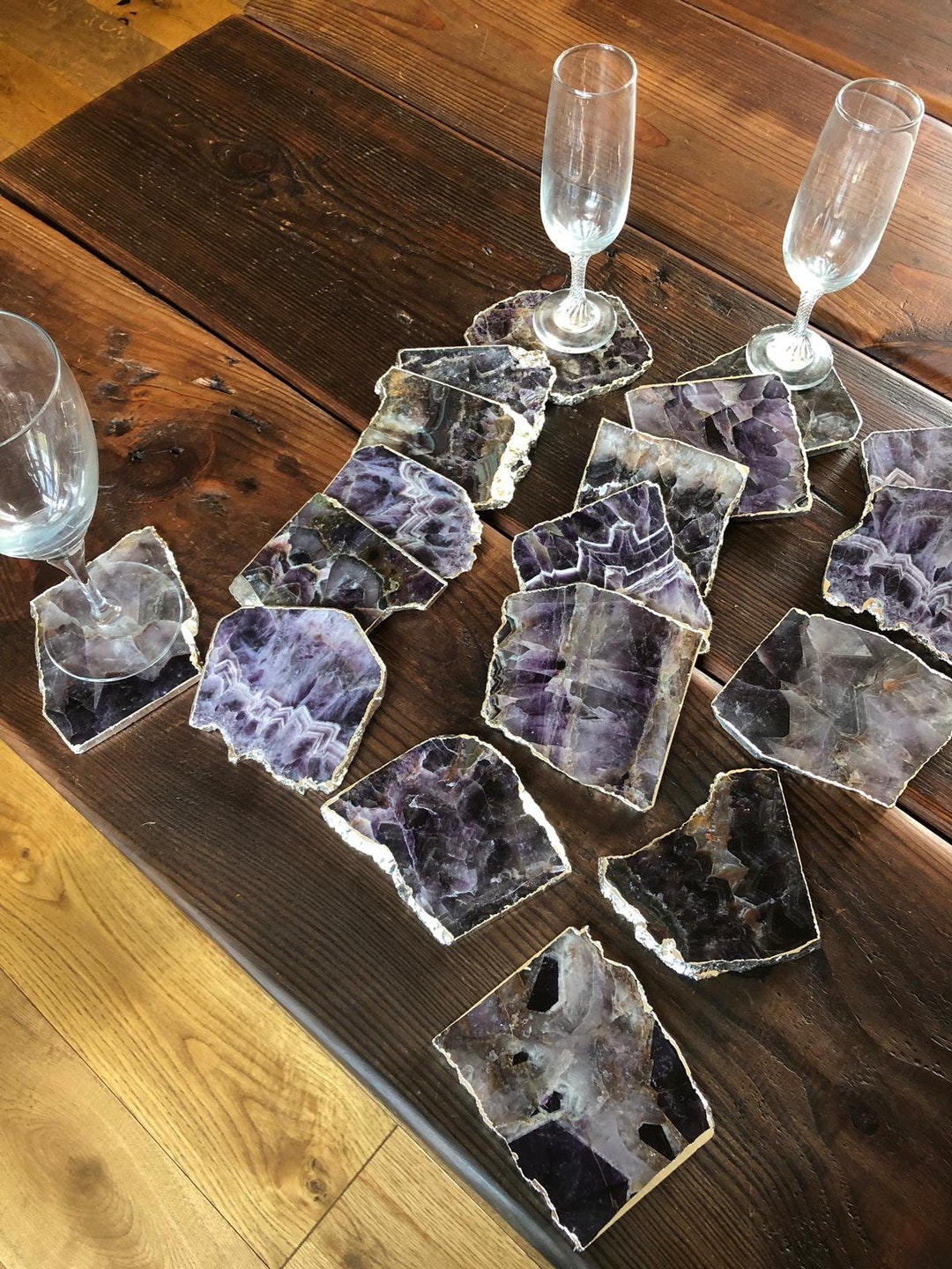 Amethyst Premium Coasters Natural Shape Silver Gilded Edge (set of 4 ...