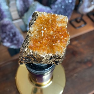 Citrine - Gold Gilded Quartz Wine Lover Gift Bottle Cork Stopper Crystal Unique Bottle Stopper