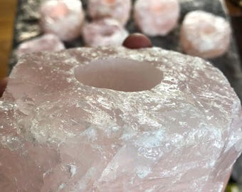 Rose Quartz Premium Ice Quartz Crystal Candle Tealight Holders