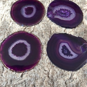Purple Agate Microcrystalline Quartz Premium Coasters (set of 4) Gift