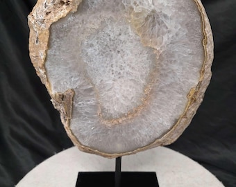 Gran rebanada de ágata natural premium con soporte 23 – 3,473 g - Alto 35 x Ancho 24 x Profundidad 12 cm