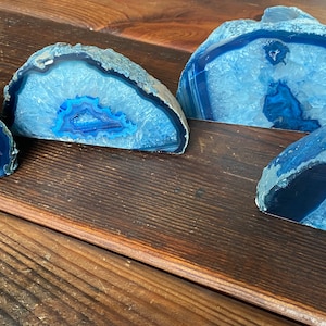 Large Blue Agate End Microcrystalline Quartz Tealight Candle Holder Ornament Gift