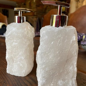 High Quality Snow White Quartz Crystal Gemstone Soap Dispenser 18cm Height x 10.5cm width 1600g image 2