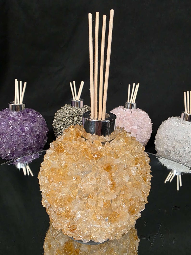 Luxury Citrine Crystal Reed Diffuser With Chrome Collar H14xw10xd10cm ...