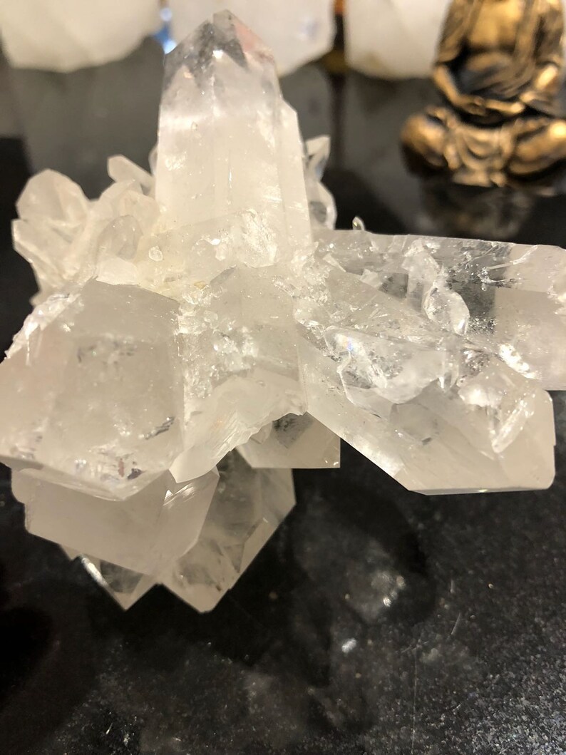 Very Large Premium Rare Clear White Rock Crystal Cluster 19 H10W15D11cm 1519g