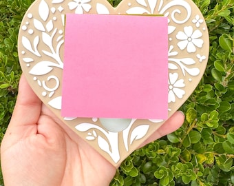 Talavera Heart, sticky note holder, ready to ship, desk accessories, gift for teachers, nurses, Spanish, Mexican accessories