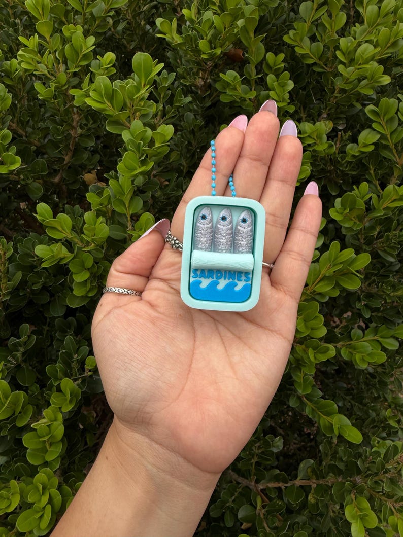 sardines clicker, quirky keychains, fun, fidgets, fish, funny gifts, bag charm image 3