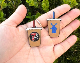 3d pins, purse pin, backpack accessories, lanyard charms, coffee trinket, coffee lovers, iced coffee
