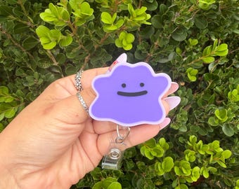 mens badge reel, purple character, character badge reels, creatures