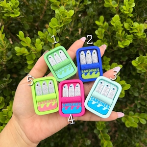 sardines clicker, quirky keychains, fun, fidgets, fish, funny gifts, bag charm image 2