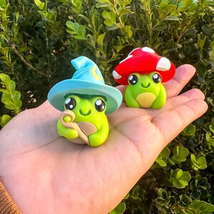 whimsy frog fidget, mushrooms, mage, frogs, clicker, desk fidget, keychains, 3D, wizard