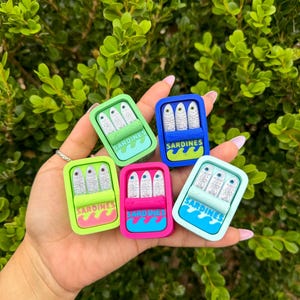 sardines clicker, quirky keychains, fun, fidgets, fish, funny gifts, bag charm image 1