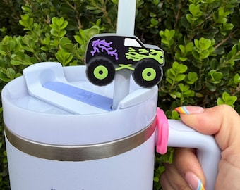 straw topper, trucks, water tumbler, big truck