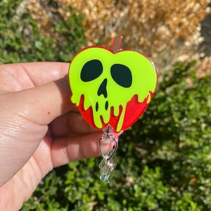 badge reel, poison apple, nurse badge reel, gift for medical student, RN badge, ID badge holder, wicked witch apple, halloween badge reel