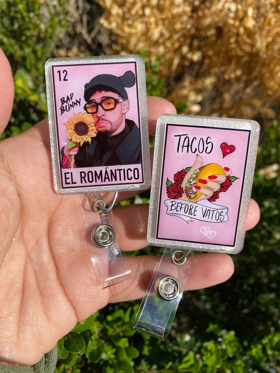 Loteria Card Badge Reels, Bad Bunny Badge Reel, El Conejo Malo, Latina Badge  Reel, Tacos Before Vatos, Funny Valentines Badge Reels 