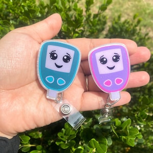 Glucose Monitor badge reel, Endocrinologist, Diabetes, Nurse, ID clip, medical badge reel