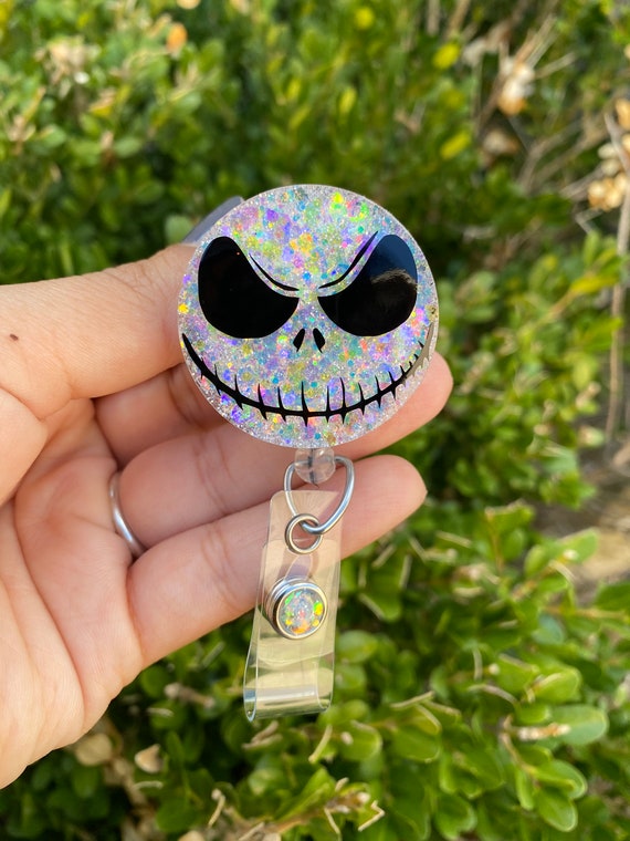 Skeleton Jack Badge Reel, Christmas badge reels, halloween accessories,  spooky, teachers ID tag, cashiers name tag, Nurse gift