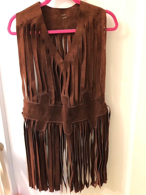 Women's Vintage Suede Fringe Top from the 70's