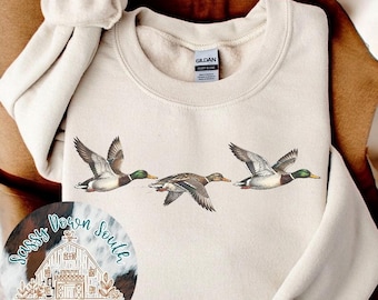 Vintage Stockenten Ente im Flug Sweatshirt | Entenjagd Wildtiere