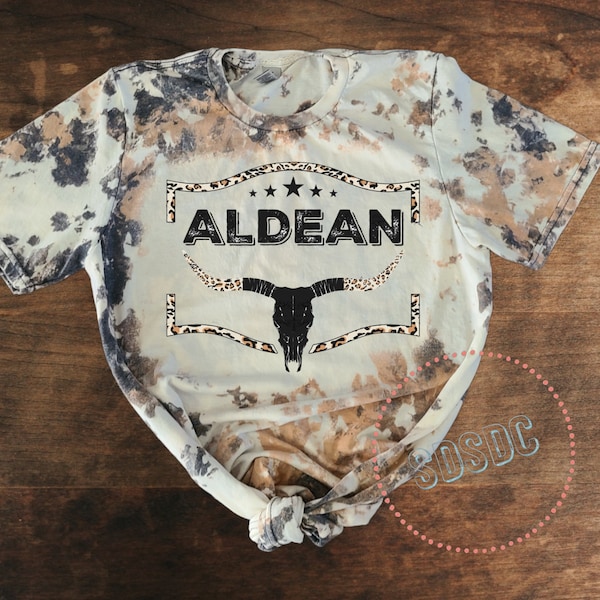 ALDEAN t-shirt de concert de musique country léopard en cuir de vache vieilli